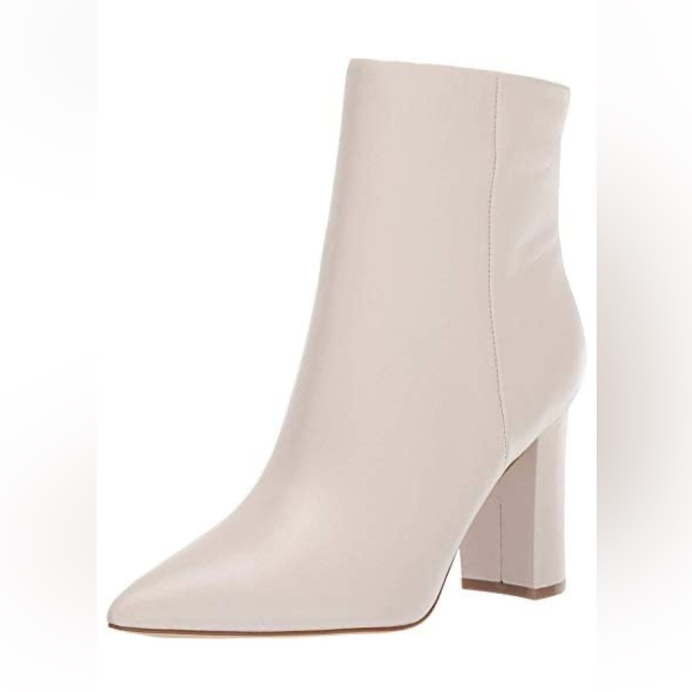 Marc Fisher heeled pointed-toe booties in ivory white